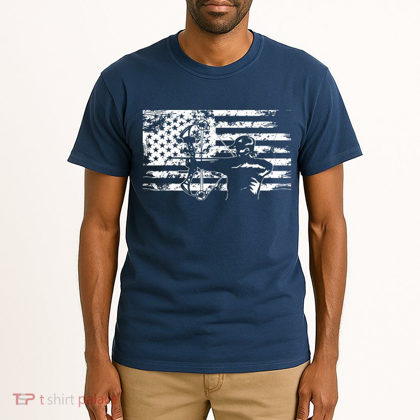 Hunting Archer American Flag Bowhunting Hunter Men Tall T-Shirt