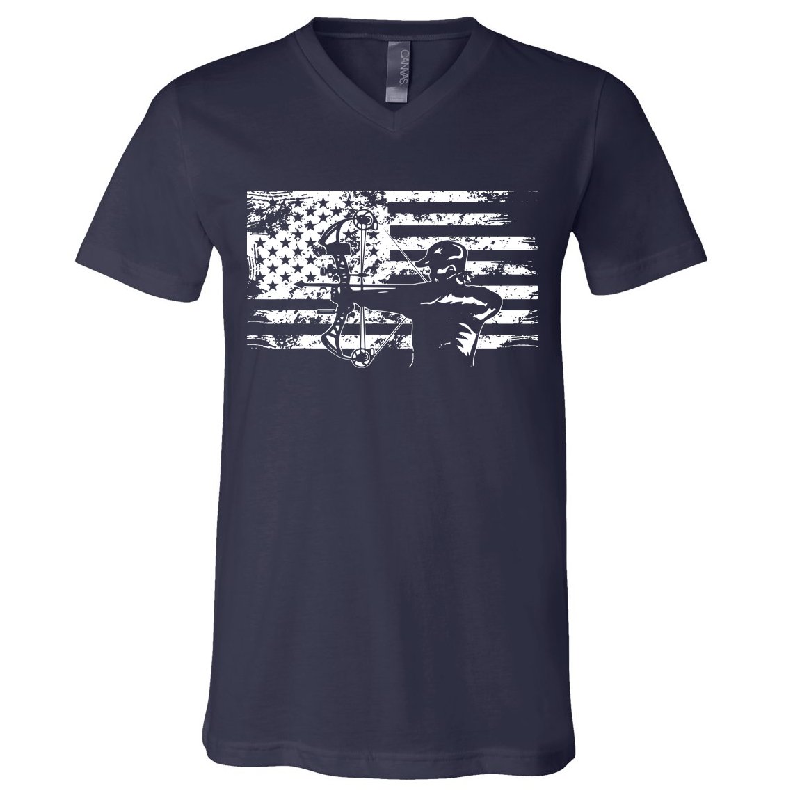 Hunting Archer American Flag Bowhunting Hunter Men V-Neck T-Shirt