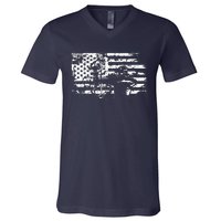 Hunting Archer American Flag Bowhunting Hunter Men V-Neck T-Shirt