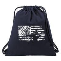 Hunting Archer American Flag Bowhunting Hunter Men Drawstring Bag
