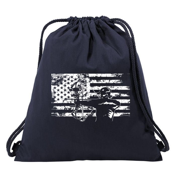 Hunting Archer American Flag Bowhunting Hunter Men Drawstring Bag
