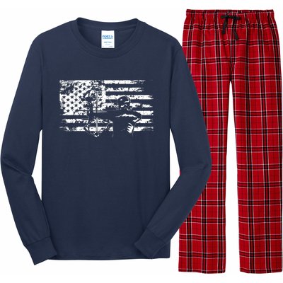 Hunting Archer American Flag Bowhunting Hunter Men Long Sleeve Pajama Set