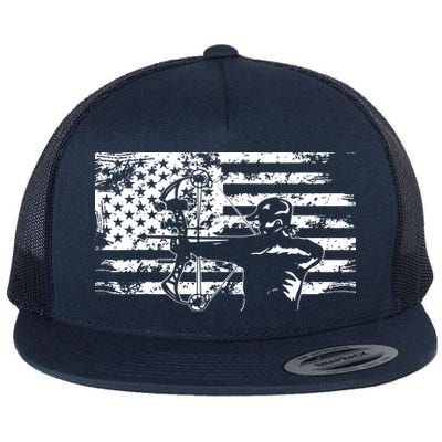 Hunting Archer American Flag Bowhunting Hunter Men Flatbill Hat