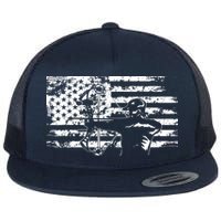 Hunting Archer American Flag Bowhunting Hunter Men Flat Bill Trucker Hat