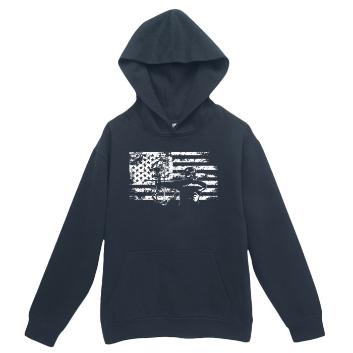 Hunting Archer American Flag Bowhunting Hunter Men Urban Pullover Hoodie