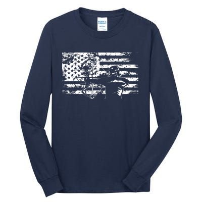 Hunting Archer American Flag Bowhunting Hunter Men Tall Long Sleeve T-Shirt