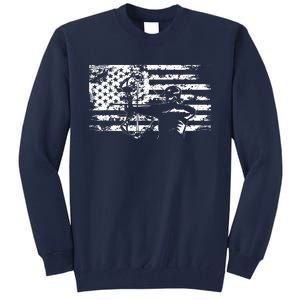 Hunting Archer American Flag Bowhunting Hunter Men Tall Sweatshirt