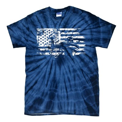 Hunting Archer American Flag Bowhunting Hunter Men Tie-Dye T-Shirt