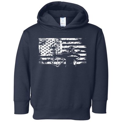 Hunting Archer American Flag Bowhunting Hunter Men Toddler Hoodie