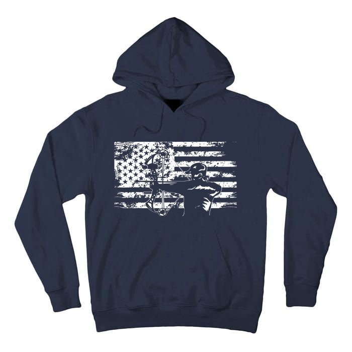 Hunting Archer American Flag Bowhunting Hunter Men Tall Hoodie