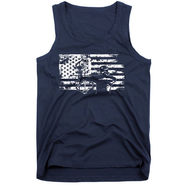 Hunting Archer American Flag Bowhunting Hunter Men Tank Top