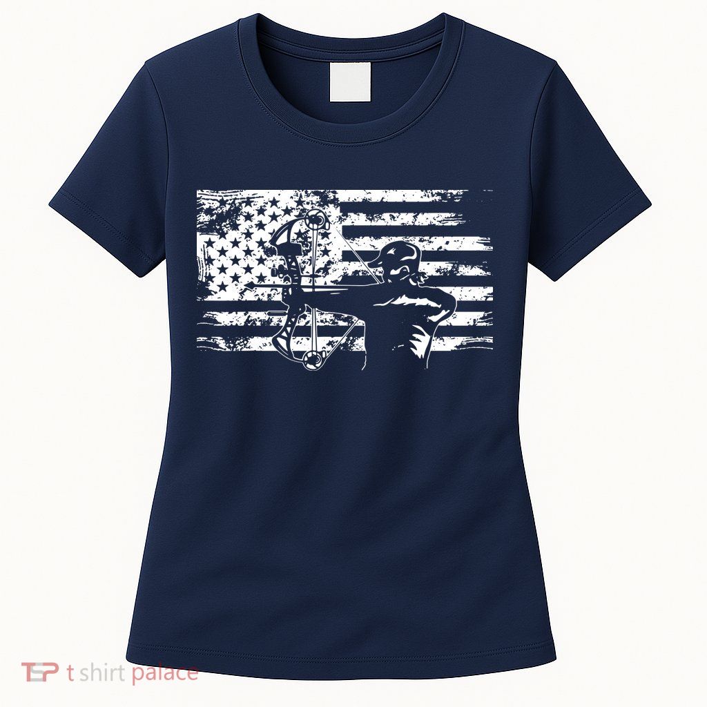 Hunting Archer American Flag Bowhunting Hunter Men Womens T-Shirt