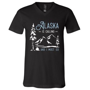 Hiking Adventure Alaska Is Calling And I Must Go Alaska V-Neck T-Shirt