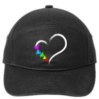Heart Autism Awareness Love Puzzle Simple Idea Autism Family 7-Panel Snapback Hat