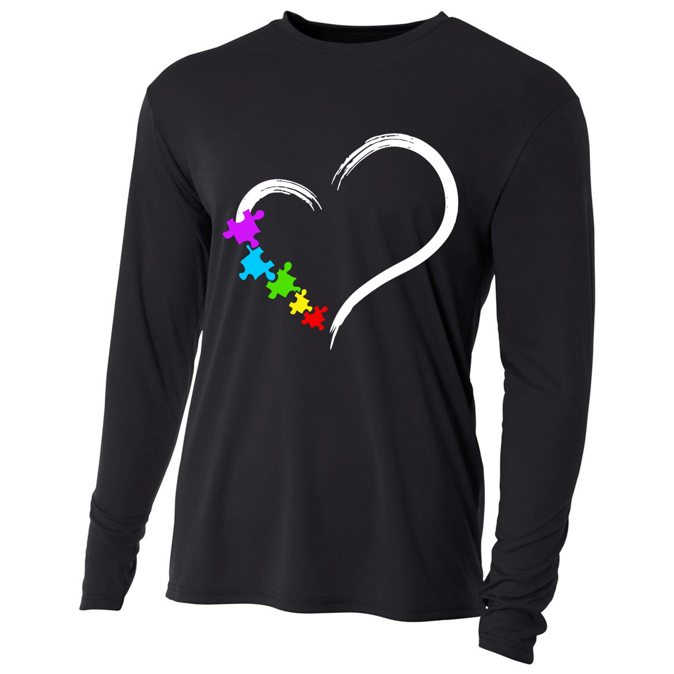 Heart Autism Awareness Love Puzzle Simple Idea Autism Family Cooling Performance Long Sleeve Crew