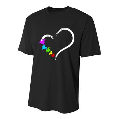Heart Autism Awareness Love Puzzle Simple Idea Autism Family Youth Performance Sprint T-Shirt