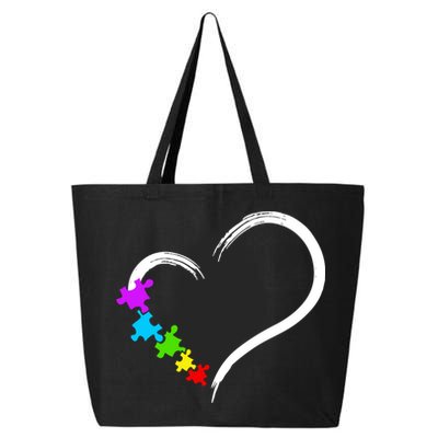 Heart Autism Awareness Love Puzzle Simple Idea Autism Family 25L Jumbo Tote