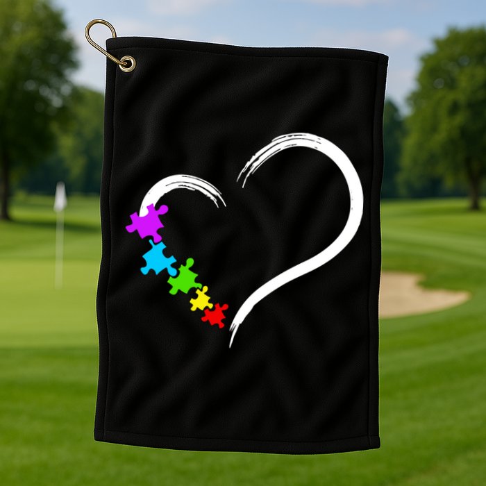 Heart Autism Awareness Love Puzzle Simple Idea Autism Family Golf Towel