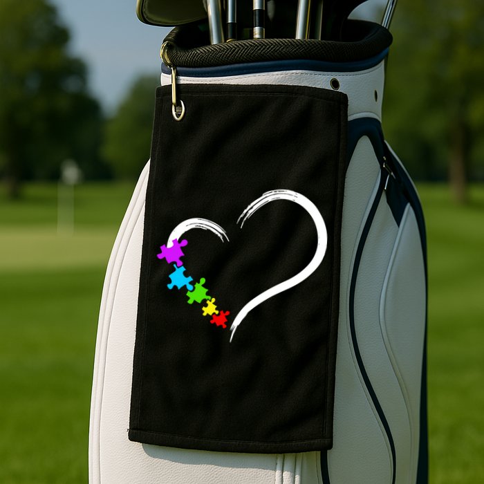 Heart Autism Awareness Love Puzzle Simple Idea Autism Family Golf Towel