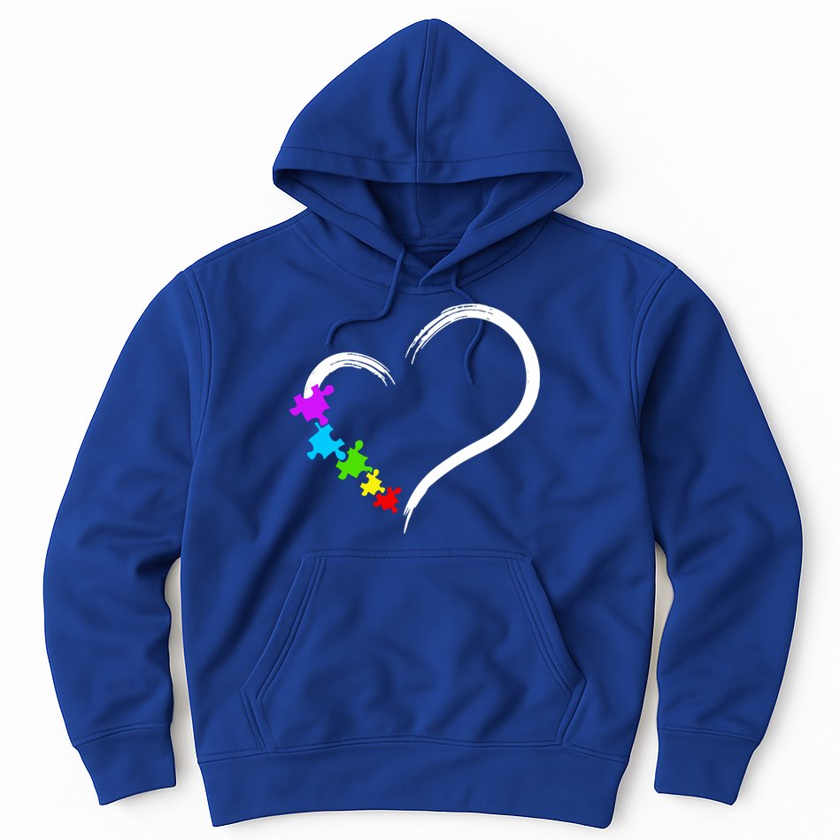 Heart Autism Awareness Love Puzzle Simple Idea Autism Family Hoodie
