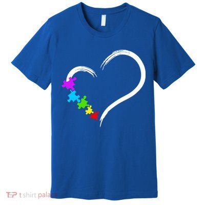 Heart Autism Awareness Love Puzzle Simple Idea Autism Family Premium T-Shirt