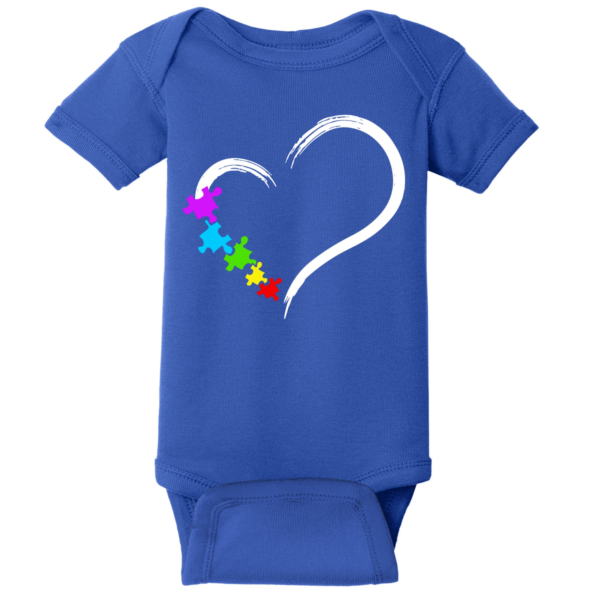 Heart Autism Awareness Love Puzzle Simple Idea Autism Family Baby Bodysuit