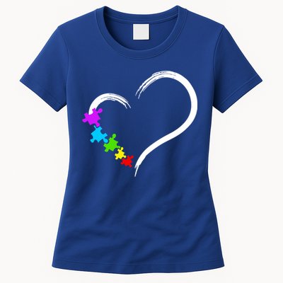 Heart Autism Awareness Love Puzzle Simple Idea Autism Family Womens T-Shirt