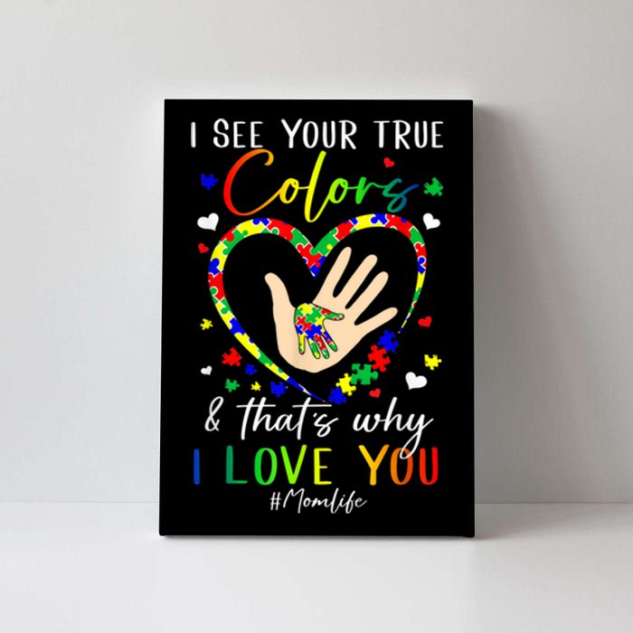 Heart Autism Awareness Month Support Momlife Autistic Child Canvas