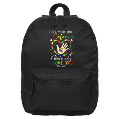 Heart Autism Awareness Month Support Momlife Autistic Child 16 in Basic Backpack