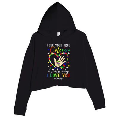 Heart Autism Awareness Month Support Momlife Autistic Child Crop Fleece Hoodie