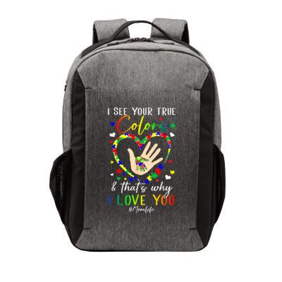 Heart Autism Awareness Month Support Momlife Autistic Child Vector Backpack