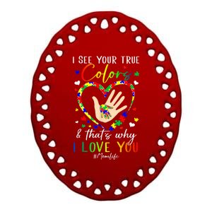 Heart Autism Awareness Month Support Momlife Autistic Child Ceramic Oval Ornament