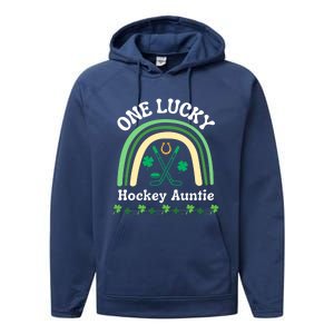 Hockey Auntie Aunt St Patrick's Day Irish Shamrock Sports Gift Performance Fleece Hoodie