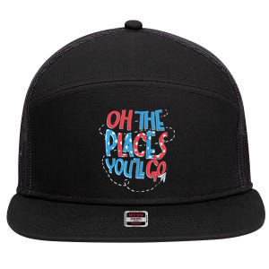 Hot Air Balloon Oh The Places You’Ll Go When You Read 7 Panel Mesh Trucker Snapback Hat