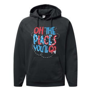 Hot Air Balloon Oh The Places You’Ll Go When You Read Performance Fleece Hoodie