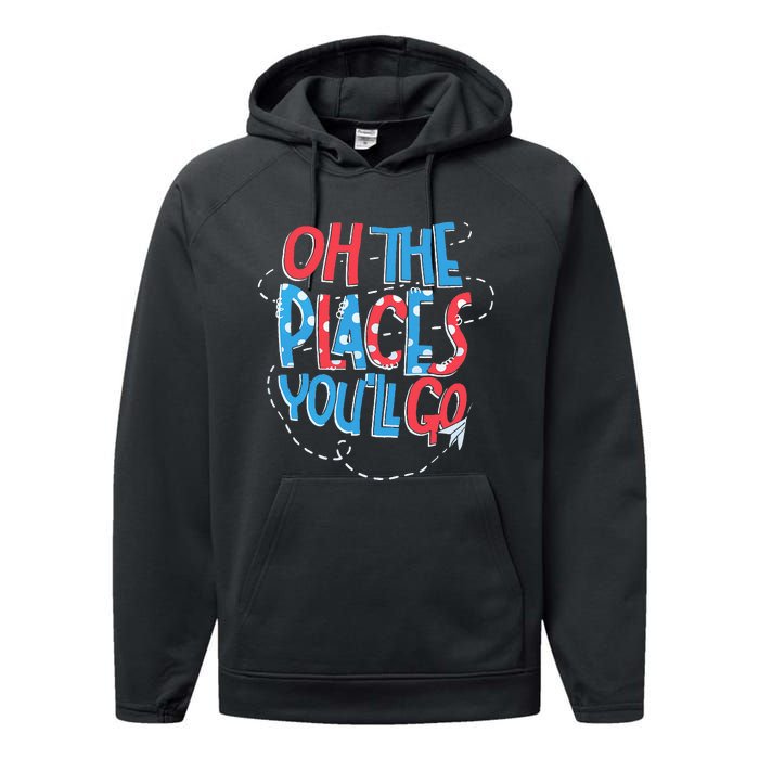 Hot Air Balloon Oh The Places You’Ll Go When You Read Performance Fleece Hoodie