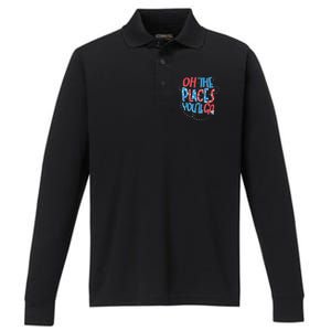 Hot Air Balloon Oh The Places You’Ll Go When You Read Performance Long Sleeve Polo