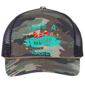 Have A Blessed Easter Blessings Jesus Christ Resurrection Gift Retro Rope Trucker Hat Cap