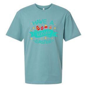 Have A Blessed Easter Blessings Jesus Christ Resurrection Gift Sueded Cloud Jersey T-Shirt