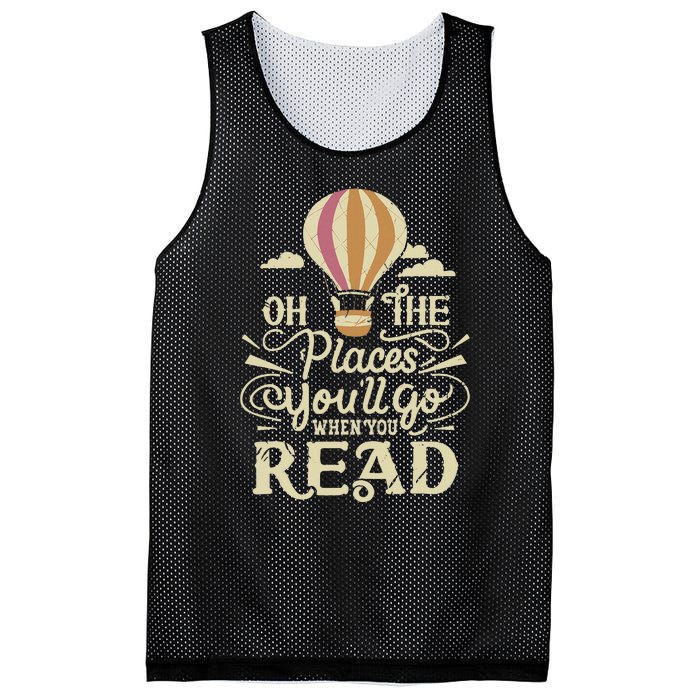 Hot Air Balloon Oh The Places You’Ll Go When You Read Mesh Reversible Basketball Jersey Tank