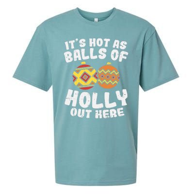 Hot As Balls Of Holly Funny Christmas In July Summer Gift Sueded Cloud Jersey T-Shirt