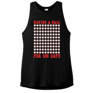 Having A Ball For 100 Days Of School 100th Baseball Ladies PosiCharge Tri-Blend Wicking Tank