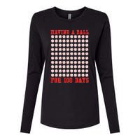 Having A Ball For 100 Days Of School 100th Baseball Womens Cotton Relaxed Long Sleeve T-Shirt