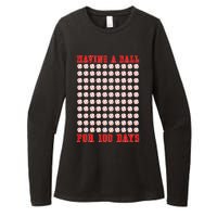 Having A Ball For 100 Days Of School 100th Baseball Womens CVC Long Sleeve Shirt