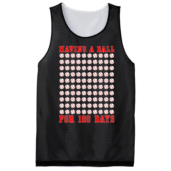 Having A Ball For 100 Days Of School 100th Baseball Mesh Reversible Basketball Jersey Tank