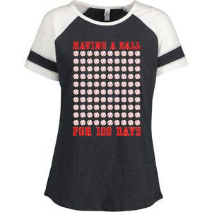 Having A Ball For 100 Days Of School 100th Baseball Enza Ladies Jersey Colorblock Tee