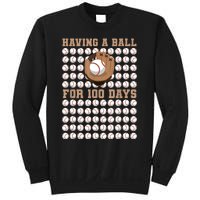 Having A Ball For 100 Day Of School 100th Days Baseball Sweatshirt