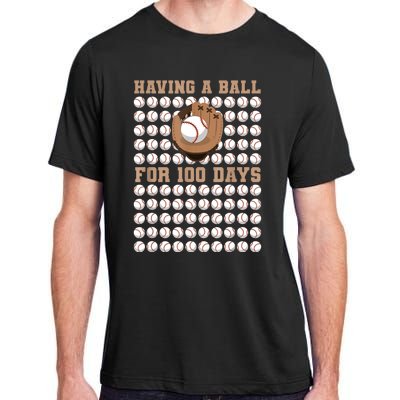 Having A Ball For 100 Day Of School 100th Days Baseball Adult ChromaSoft Performance T-Shirt