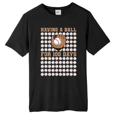 Having A Ball For 100 Day Of School 100th Days Baseball Tall Fusion ChromaSoft Performance T-Shirt