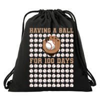 Having A Ball For 100 Day Of School 100th Days Baseball Drawstring Bag